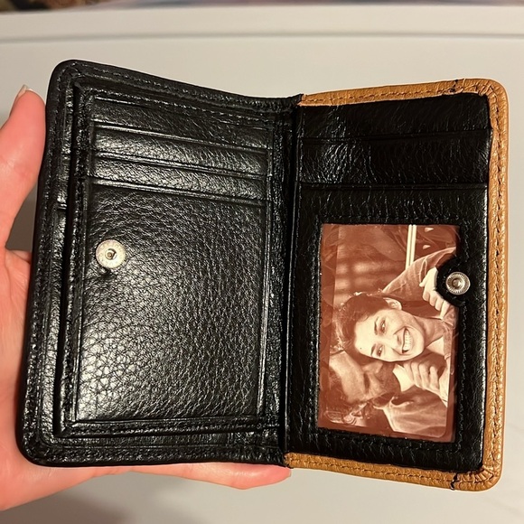 Brighton Tan and Black Leather Wallet with Intricate Design - Picture 3 of 5